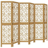 Room Divider 6 Panels Brown Solid Wood Paulownia 358873