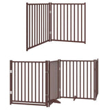 Dog Gate with Door Foldable 6 Panels Brown 480 cm Poplar Wood 3155749