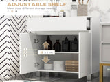 Freestanding Bathroom Cabinet, High Gloss Storage Cabinet with Doors and Adjustable Shelf, 60 x 30 x T3398P330430