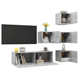 5 Piece TV Cabinet Set Concrete Grey Engineered Wood 3079142