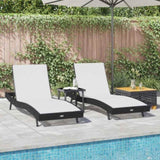 Sun Lounger 3 pcs Black and White 197 x 70 x 82 cm Poly Rattan 3381204