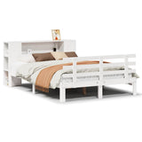 Bookcase Bed without Mattress White 135x190 cm Double Solid Wood Pine 3322705
