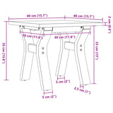 ZNTS Coffee Table Y-Frame 40x40x35 cm Solid Wood Pine and Steel 3282702
