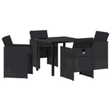 Garden Dining Set with Cushion Folding 5 pcs Black Poly rattan 3379944