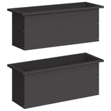 Garden Planter with LED 2 pcs Black 30 x 80 x 30 cm Steel 8008099
