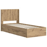 Bed Frame with Storage and Headboard Artisan Oak 90 x 200 cm 3445813