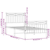 Metal Bed Frame without Mattress with Footboard White 90x190cm 373750