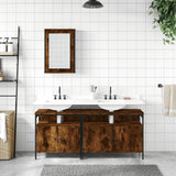 3 Piece Bathroom Furniture Set Smoked Oak Engineered Wood 3214787