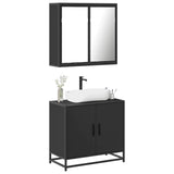 ZNTS 2 Piece Bathroom Furniture Set Black Engineered Wood 3300885