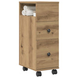 Narrow Bathroom Cabinet with Wheels Artisan Oak Engineered Wood 855240