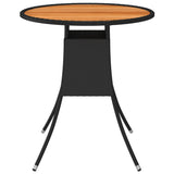 Garden Dining Table Black 70 cm Poly Rattan and Solid Acacia Wood 310466