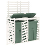 Double Wheelie Bin Storage White Solid Wood Pine 3157686