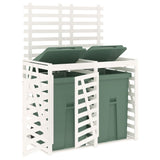Double Wheelie Bin Storage White Solid Wood Pine 3157686