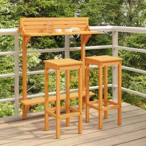 3 Piece Balcony Bar Set Solid Acacia Wood 310254