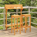 ZNTS 3 Piece Balcony Bar Set Solid Acacia Wood 310254