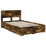 Bed Frame with Drawer Smoked Oak 120 x 190 cm Engineered Wood 3408285