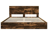Storage Bed with Drawer Smoked Oak 140 x 190 cm Engineered Wood 3409549