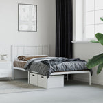 ZNTS Metal Bed Frame without Mattress with Headboard White 90x200cm 352522