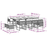 13 Piece Garden Dining Set with Cushions Brown Poly Rattan 3211341