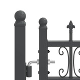 Fence Gate with Spear Top with Lock Grey 305 x 75 cm Steel 42009042