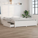 Bed Frame without Mattress with Drawers White Double 3103545