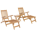 Folding Deck Chair with Table 2 pcs Natural Solid Teak Wood 3426520