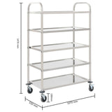 5-Tier Kitchen Trolley 107x55x147 cm Stainless Steel 50917