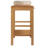 Bathroom Vanity Cabinet Solid Teak with Sink Marble Cream 3058164
