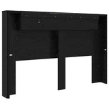 Storage Headboard with LED Black Oak Engineered Wood 3418680