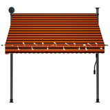 Manual Retractable Awning with LED 200 cm Orange and Brown 145878
