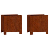 Planters with Legs 2 pcs Rusty 30x30x30 cm Corten Steel 823679