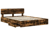Bed Frame with Drawer Smoked Oak 160 x 200 cm Engineered Wood 3412168