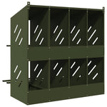 ZNTS Chicken Nesting Box with 8 Compartments Olive Green Metal 864349