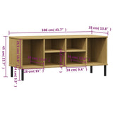 Shoe Rack with Metal Legs Brown 106x35x45 cm Solid Wood OSLO 350994