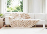 Anti-Slip Faux Rabbit Fur Blanket Olite Beige 150 x 220 cm 42021786