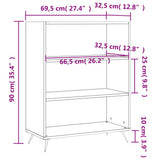 Bookcase White 69.5x32.5x90 cm Engineered Wood 828332