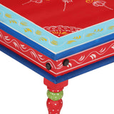 Coffee Table Red Hand Painted Solid Wood Mango 353766
