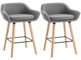 Set of 2 Bar Stools Modern Upholstered Seat Bar Chairs w/ Metal Frame, Solid Wood Legs Living Room T3398P328158