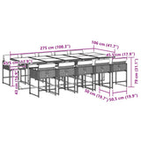 11 Piece Garden Dining Set with Cushions Grey Poly Rattan 3211292