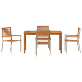 Garden Dining Set 5 pcs Beige Solid Acacia Wood 3365537