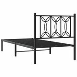 Metal Bed Frame without Mattress with Headboard Black 90x190cm 376120