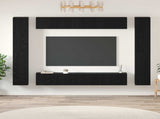 TV Cabinet Set Wall-mounted 10 pcs Black Oak Engineered Wood 3393151