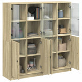 Bookcase with Doors Sonoma Oak 136x37x142 cm Engineered Wood 3206526