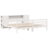 ZNTS Bookcase Bed without Mattress White 180x200 cm Super King Solid Wood Pine 3321859