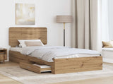 Bed Frame with Drawer Artisan Oak 90 x 190 cm Engineered Wood 3412845