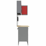 Work Cabinet Set with Drawer with Shelf 12 pcs Red and Grey 3321509