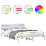 Bed Frame with Headboard White 150 x 200 cm Solid Pine Wood 872774