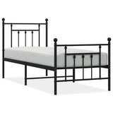 Metal Bed Frame without Mattress with Footboard Black 75x190cm 353545
