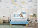 Children's Bed Frame with Headboard Blue 80 x 160 cm PU 42011017