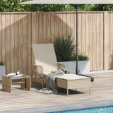 Sun Lounger Beige and Cream White 55 x 200 x 92 cm Poly Rattan 365429